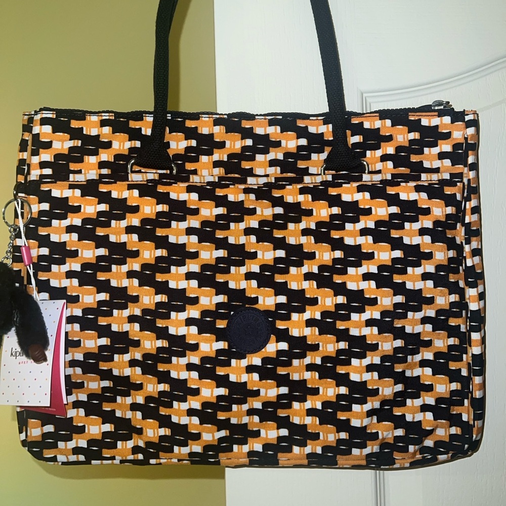 Kipling Black and Orange Patterned Laptop Bag